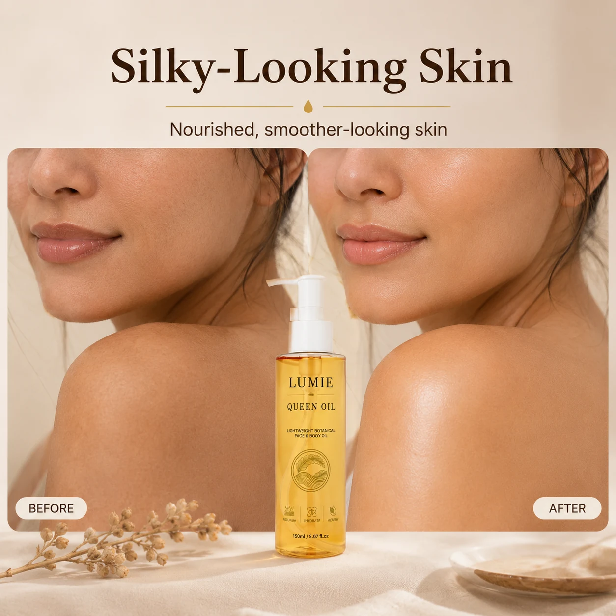 Smoother-looking skin presentation